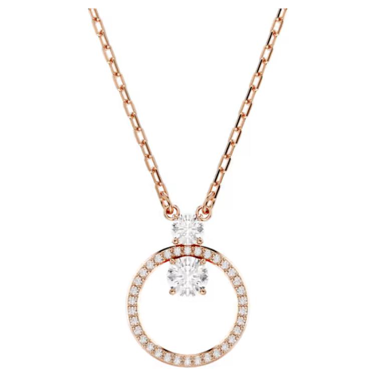 Swarovski Constella Round Paved Cubic Zirconia Necklace Women necklace Rose-Gold 5692266 Box (Random Color)