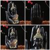 Resin Palm Buddha Statue Hand-Sized Meditating Buddha Sculpture for Home Garden Living Room Decor Peace Harmony