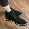 Brand Cow Suede Leather Men's Boots Men Business Casual High Top Leather Shoes Autumn Winter with Fur Oxfords For Men