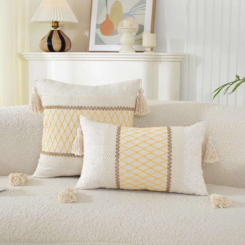 American Multicolor Jacquard Throw Pillow Cover for Sofa, Bed, Chair, and Car