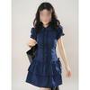 French Temperament Short-sleeved Shirt Dress Children's Summer New Casual Design Small Waist Short Skirt