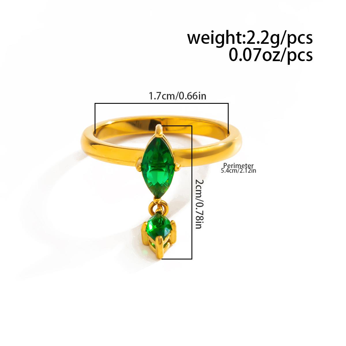 Neuer Edelstahl Zirkonia Rhombus Hänge Ring Glänzend Zierlich Charmant 18 Karat Gold PVD Beschichtet Goldfarben Premium Schmuck Geschenk