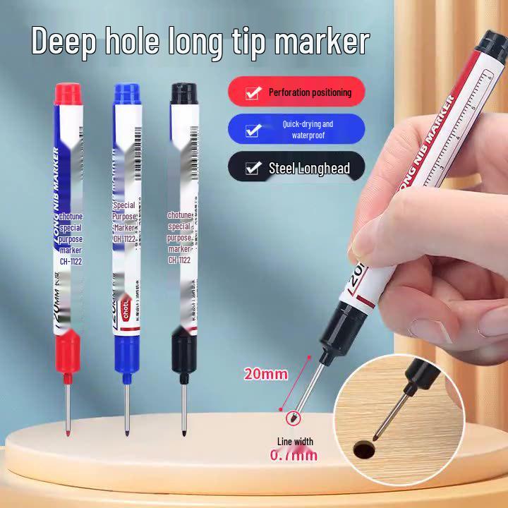 20mm Deep Hole Long-Head Multi-color Quick-Dry Waterproof Tile & Woodworking Marker Pen