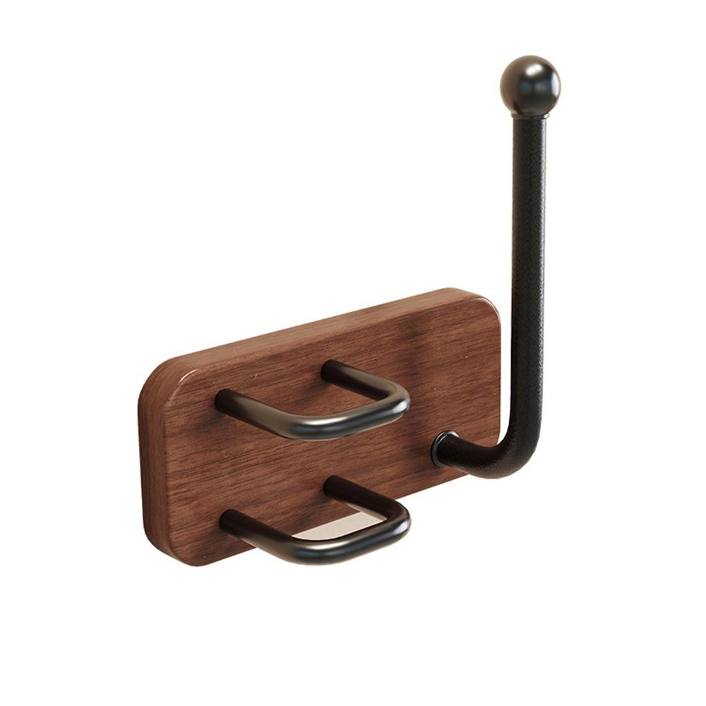 Wall Mounted Wooden Comb Holder Self-Adhesive Bathroom Storage Rack Hair Rings Hanger Hair Tie