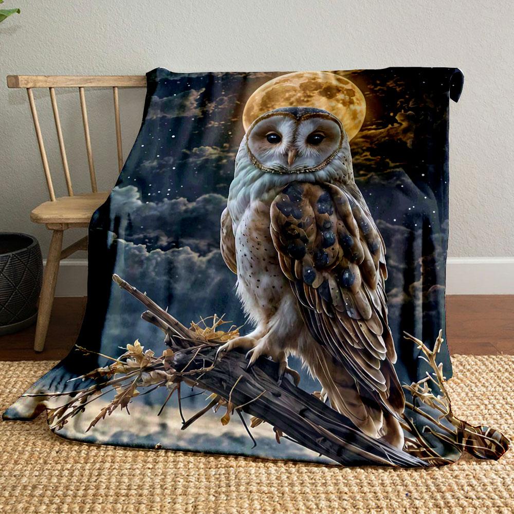

Moon Owl Branch Print Blanket bedroom Blanket for Livingroom Couch lunch break Soft throw for Friend s festival Gift 80cm x 120cm