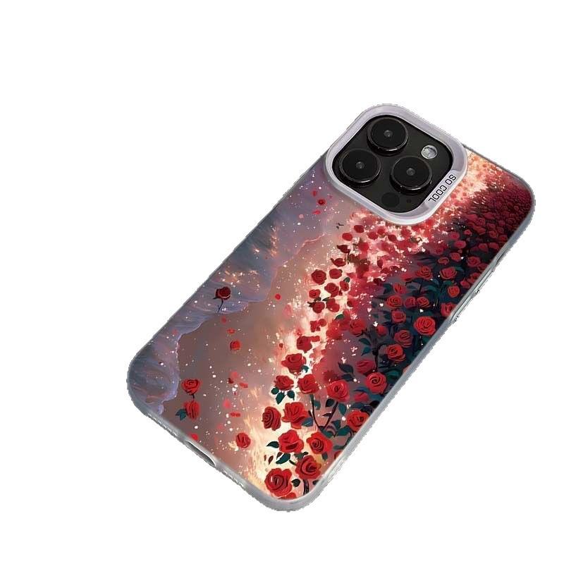 Romantiskt Roshav Telefonfodral för iPhone 13/14/15 Pro Max/16 Pro/17