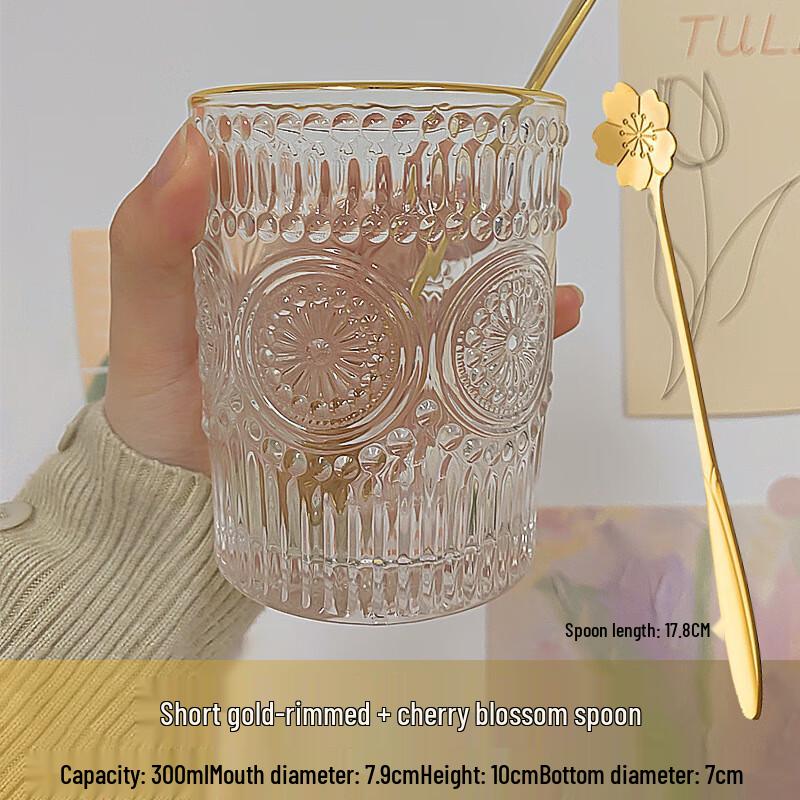 Shangqi Gold Rim Sunflower Glass Cup