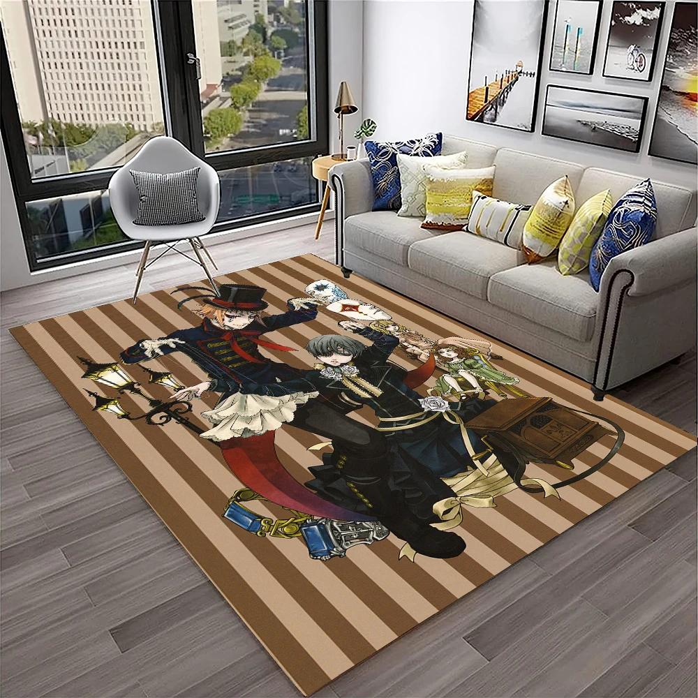 3D Anime Black Butler Cartoon Carpet Rug for Home Living Room Bedroom Sofa Doormat Decor,kids play Area Rug Non-slip Floor Mat