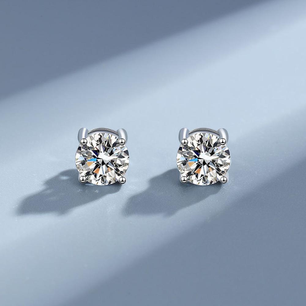 White Cubic Zirconia 8MM Stud Earrings 925 Sterling Silver Women Earrings Fashion Jewelry