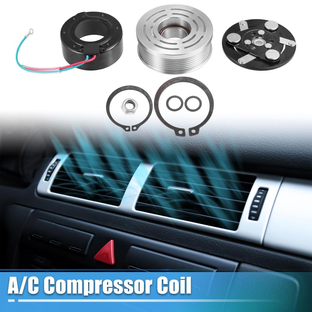 X AUTOHAUX 1 Set AC Compressor Clutch Kit Pulley Coil Auto Repair Compressor Assembly for Honda 1.5L 2009-2014
