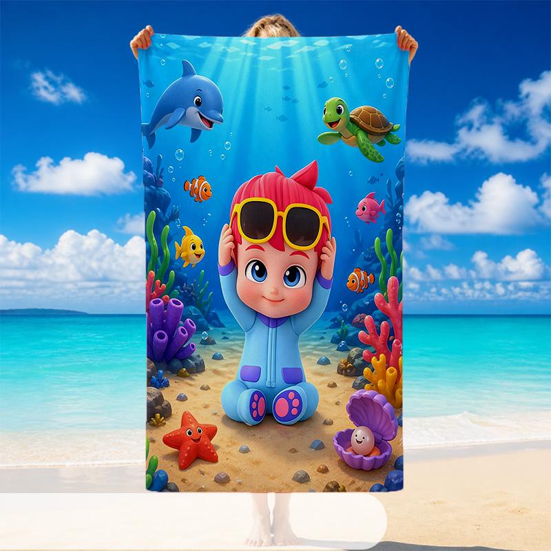 Quick Dry Beach Towel Baby Shark Pattern, Lightweight Absorbent Towel for Pool Beach Vacation Use