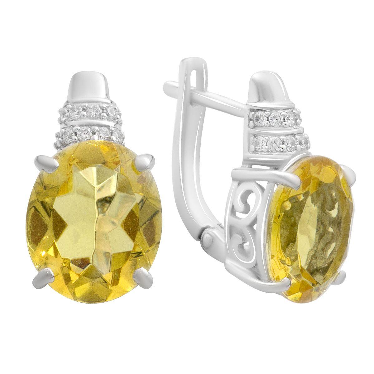 

Silver earrings with citrine nano 8.005ct (2190011) бурштин