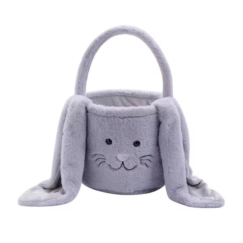 1pc Cute Plush Easter Bunny Basket Lovely Candy Carry Easter Eggs Basket Easter Handbag Bunny Candy Gift Basket