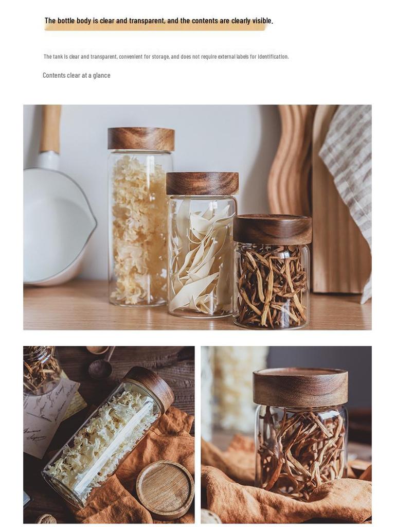 High Borosilicate Threaded Glass Storage Jar for Kitchen Grains and Coffee Beans.