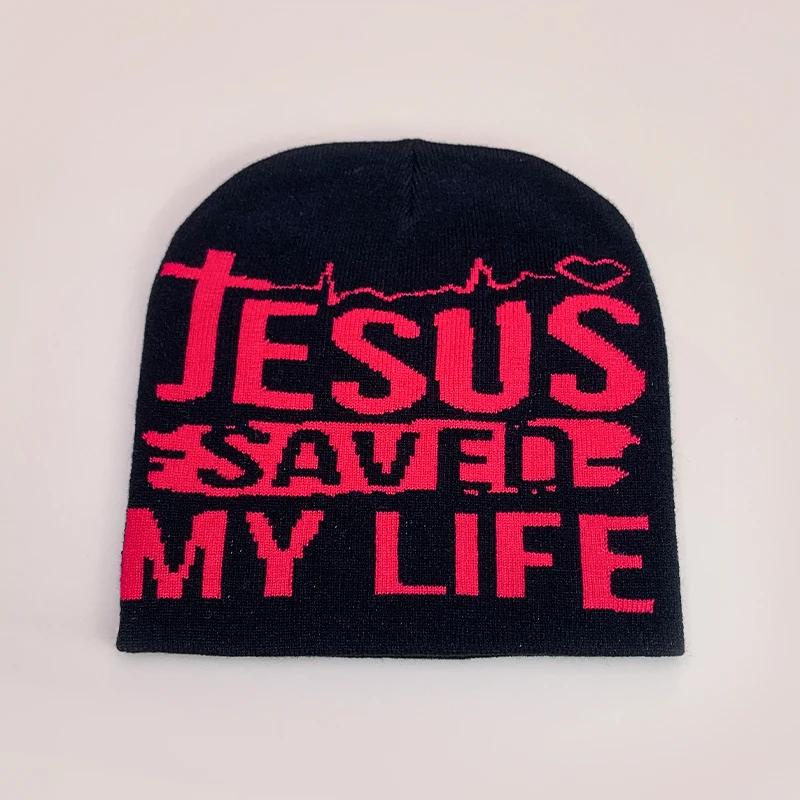 Y2K Letter Cross Street Wool Knitted Hats Autumn And Winter Hip Hop Warm Personal Comfortable Versatile Fashion Jacquard Weave