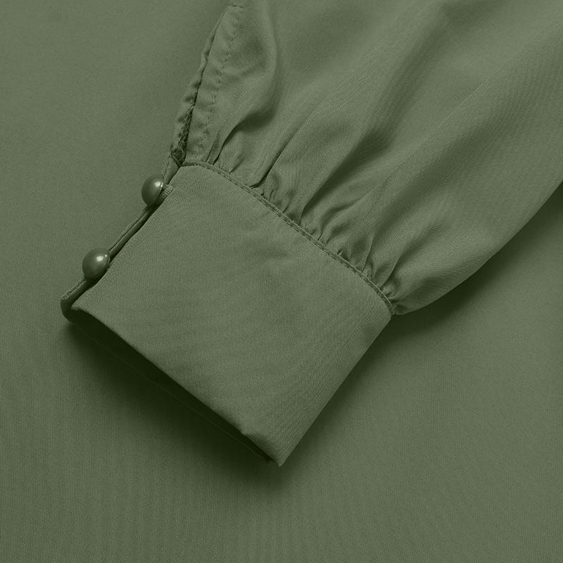 GMXIA Commuter Street Fashion High-waisted A Long Dress with Lantern Sleeves