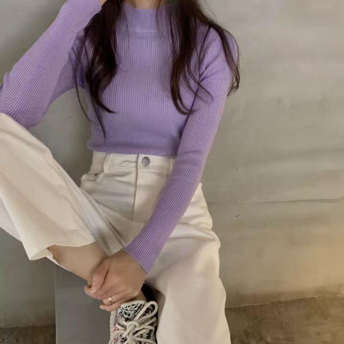 Women's Slim Fit Solid Color Knit Turtleneck Sweater