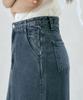 RE RHEE Washed Denim Midi Skirt