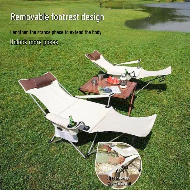 Foldable Dual-Use Chair for Office and Beach with Reclining and Footrest Features