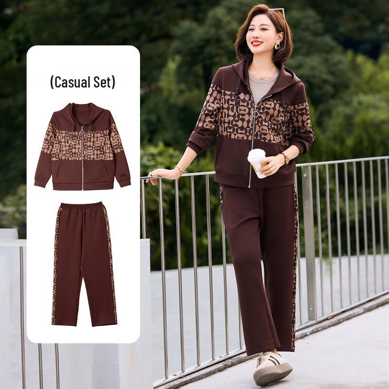

Baolianduo Middle-Aged Women s Casual Hooded Sportswear Set XL