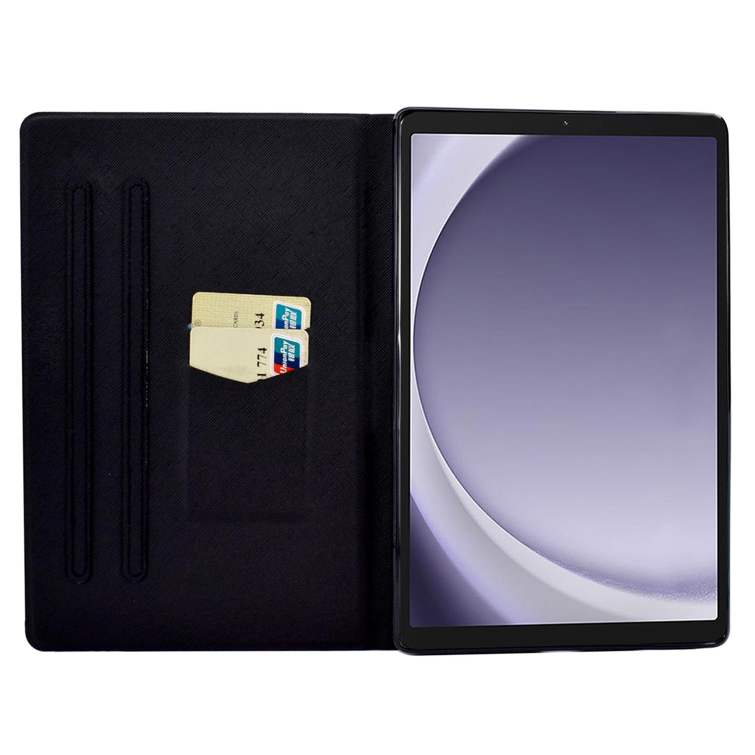 

For Samsung Galaxy Tab A9 Case Card Slots Stand Tablet Leather Cover Cat and Tiger