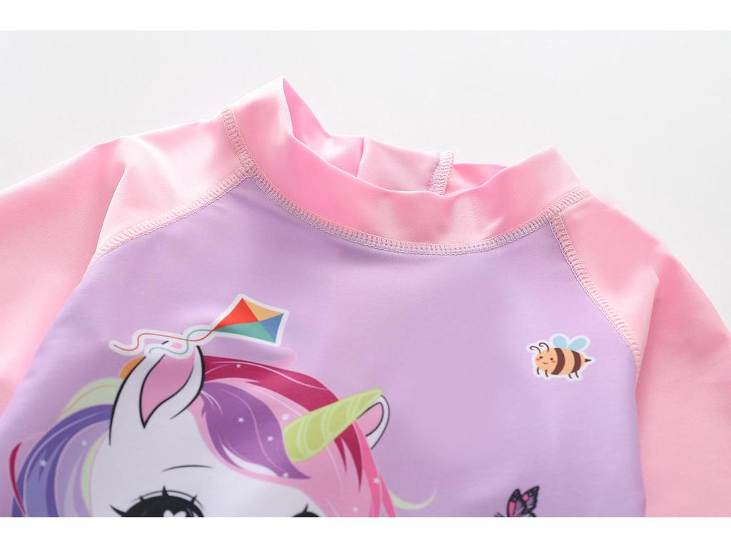 2026 Girls' One-Piece Swimsuit: Cute, Sun-Protective, Short Sleeves, Shorts for Surfing & Pool Activities