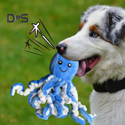 Quietschendes Oktopus-Hundespielzeug, interaktives ausgestopftes Oktopus-Hundekauspielzeug für aggressive Kauer, weiches Plüschtier-Hundespielzeug für kleine, mittelgroße und große Hunde