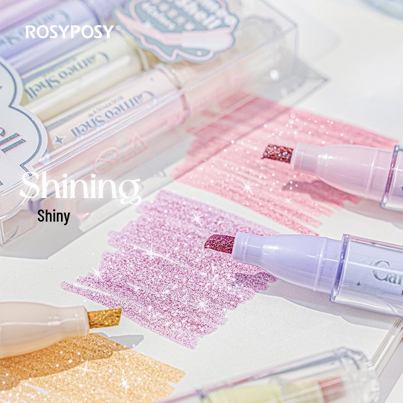 RosyPosy Bling Heart Fluorescent Highlighter Pen for Journaling