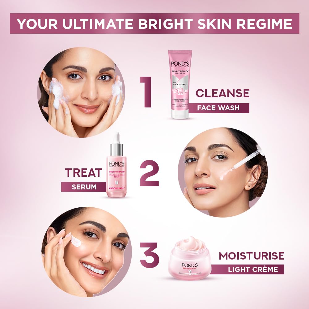 Pond’s Bright Miracle Ultimate Brightening Serum with Niasorcinol, 30X Better Than Vit C, 15 Ml
