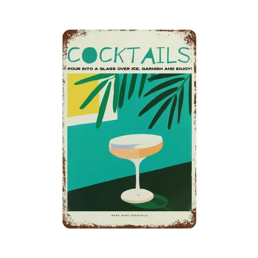 Vintage Juice Mojito Aperol Spritz Garage Decor Poster and Sangria Drink Negroni for Club Cave Shop Home Bar Decoration