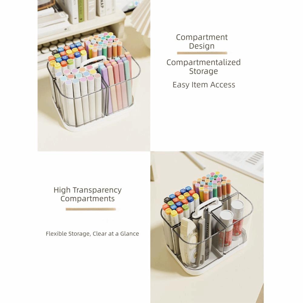 Stackable Clear Pen Holder Divided Pencil Organizer Stationery Organizer  Office Workers