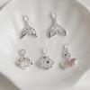 14K Gold-Filled Zircon Seashell Fishtail Heart Crystal Pendant for DIY Jewelry