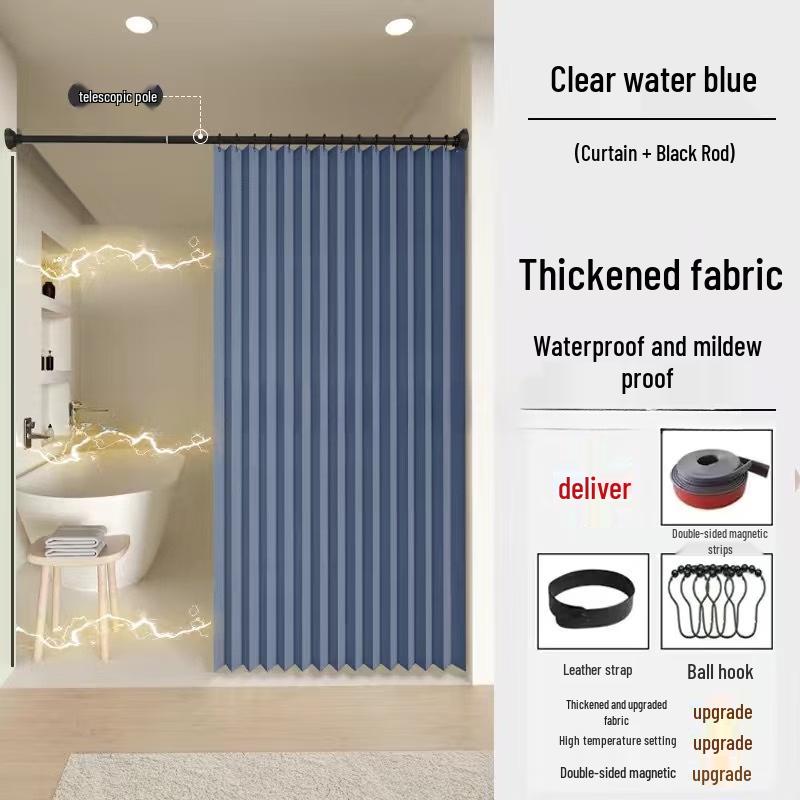 Handun Invisible Folding Shower Curtain Set