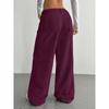VEZFAA Pantalones y capris de cintura alta con estampado de color sólido informal a la moda para mujer