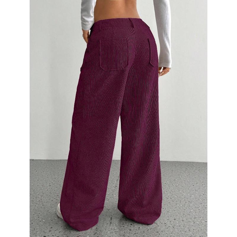 VEZFAA Pantalones y capris de cintura alta con estampado de color sólido informal a la moda para mujer