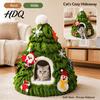 Tree Shaped Cat Bed Christmas Bed Foldable Semi-Enclosed Felt Cave 3D Gift for Cats Holiday Pet House Soft Yarn Hideaway Indoor Cats Xmas