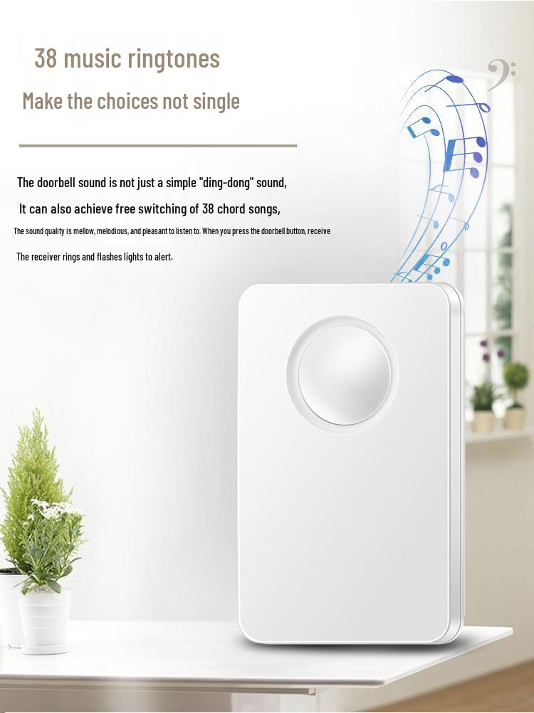 Wireless Long-Range Doorbell with Smart Remote Control, Battery-Powered, Waterproof, One-to-Two Call Button