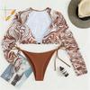 Printed Underwired Long Sleeve Bikini Women Swimwear Female Swimsuit Two-pieces Bikini Set Bather Bathing Suit Swim Lady