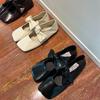 IPPEUM Women's Leather Ballet Flats with Bow Comfortable Classic Shoes in Brown Black Mary Janes