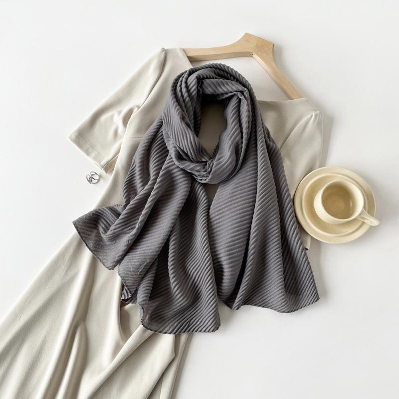 Solid color imitation cotton and linen silk scarf pleated women * 0cm square scarf imitation silk scarf headscarf