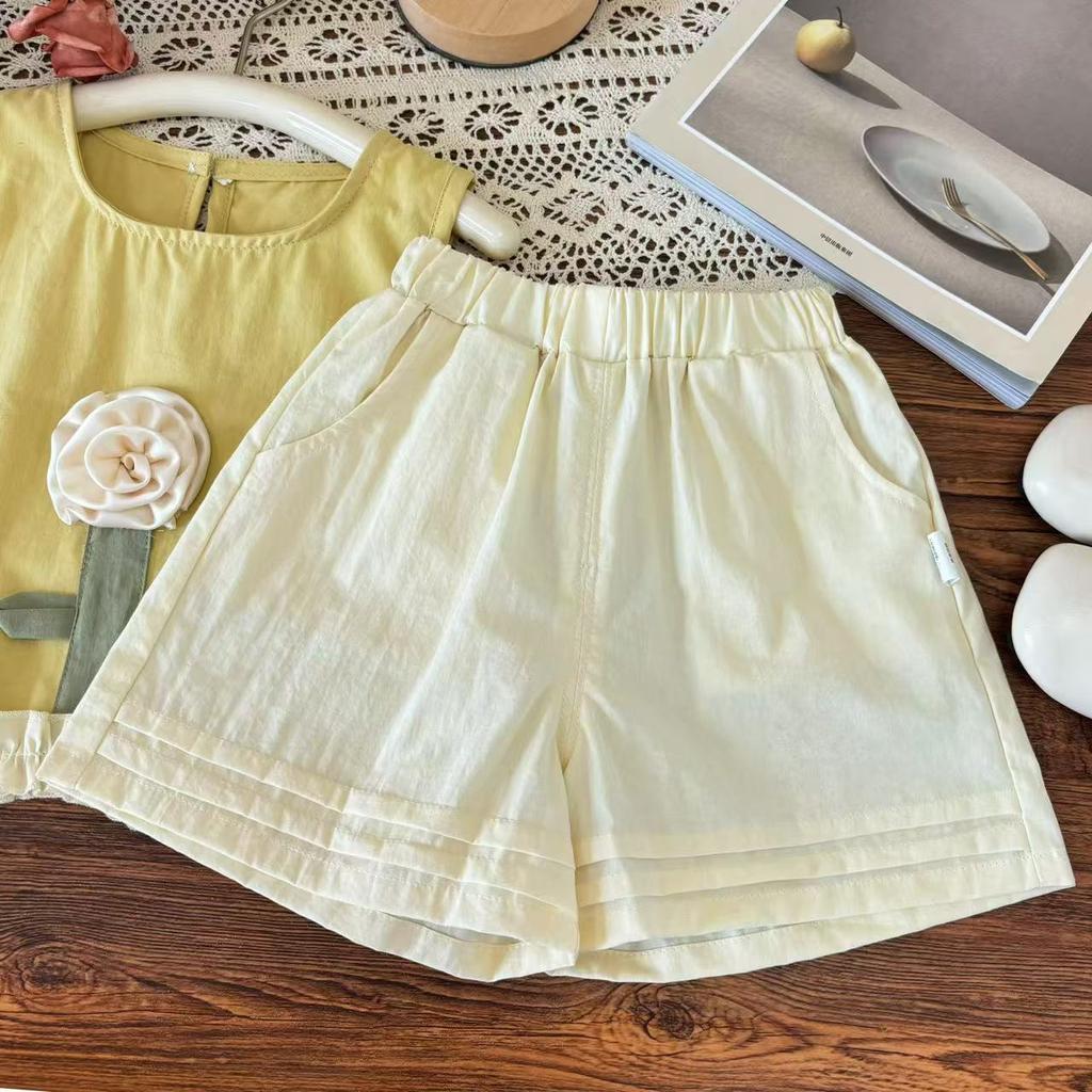 Girls' 2-Piece Cotton Set - Flower Patterned Camisole Top + Casual Shorts - Affordable Price Casual Outfit -S-XXL