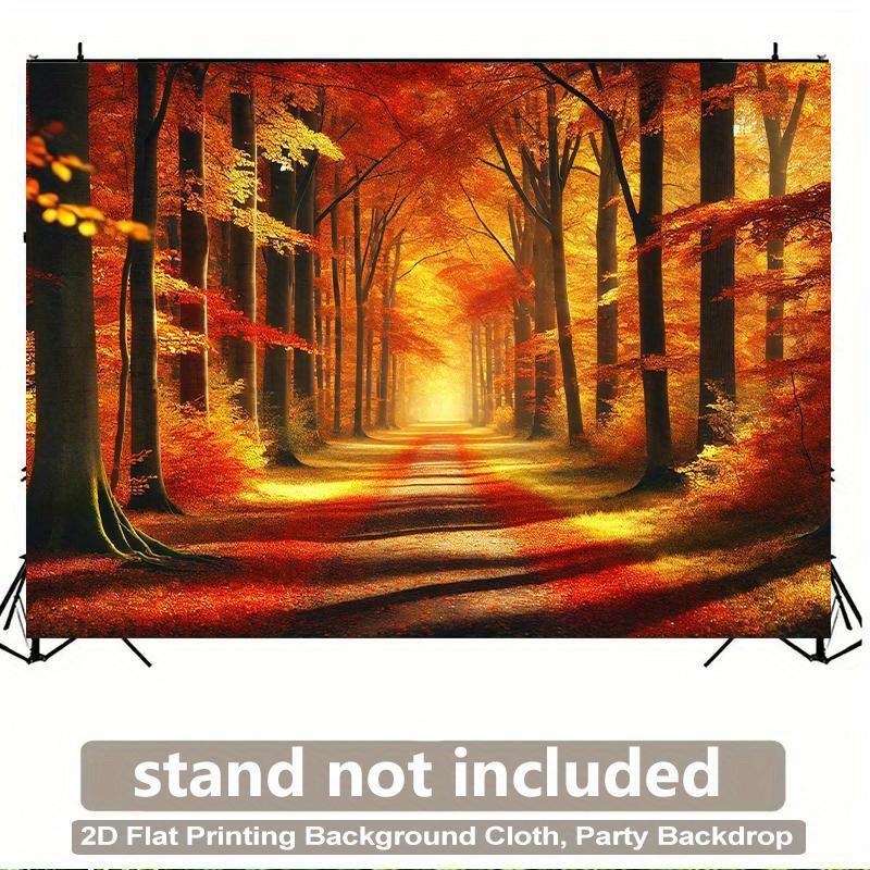 1 piece of 2D background fabric, a colorful forest path in autumn, suitable for living room, bedroom and office.