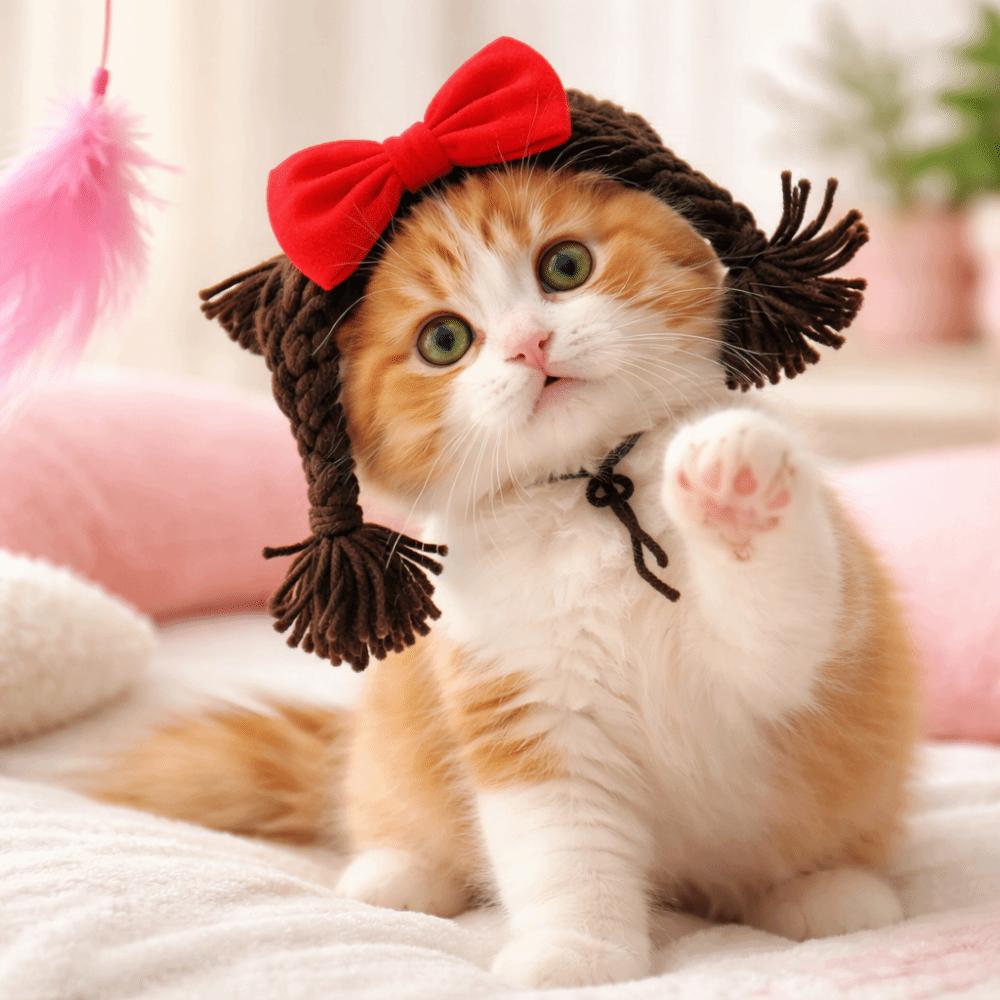Adjustable Pet Head Cover Bow Pet Headgear Creative Cat Cosplay Headwear Cosplay Events