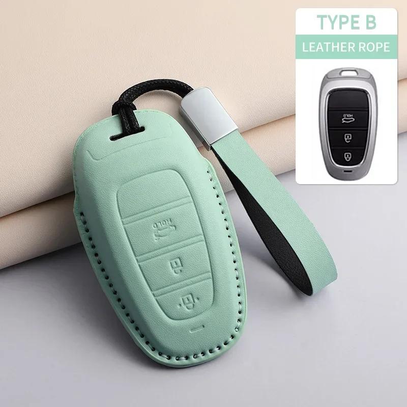 PU Leather Car Key Case Cover Holder Keychain Protective Shell for Hyundai Creta Ix35 Ix45 I10 I30 I40 Remote Key