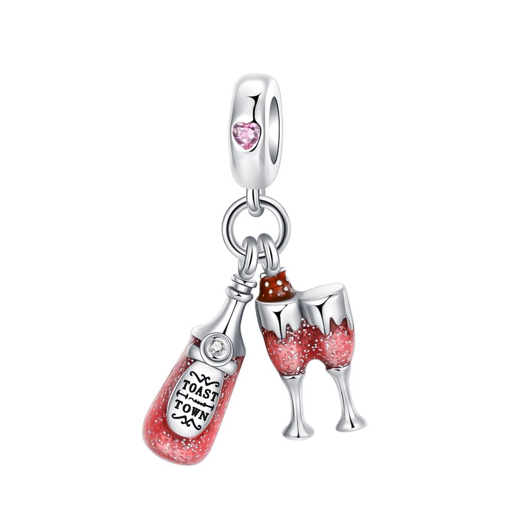 Boy Girl Pendant Heart-Shaped Flower Zircon Beads Jewelry Beads For Original Bracelet Plata De Ley Boutique Charms Gift