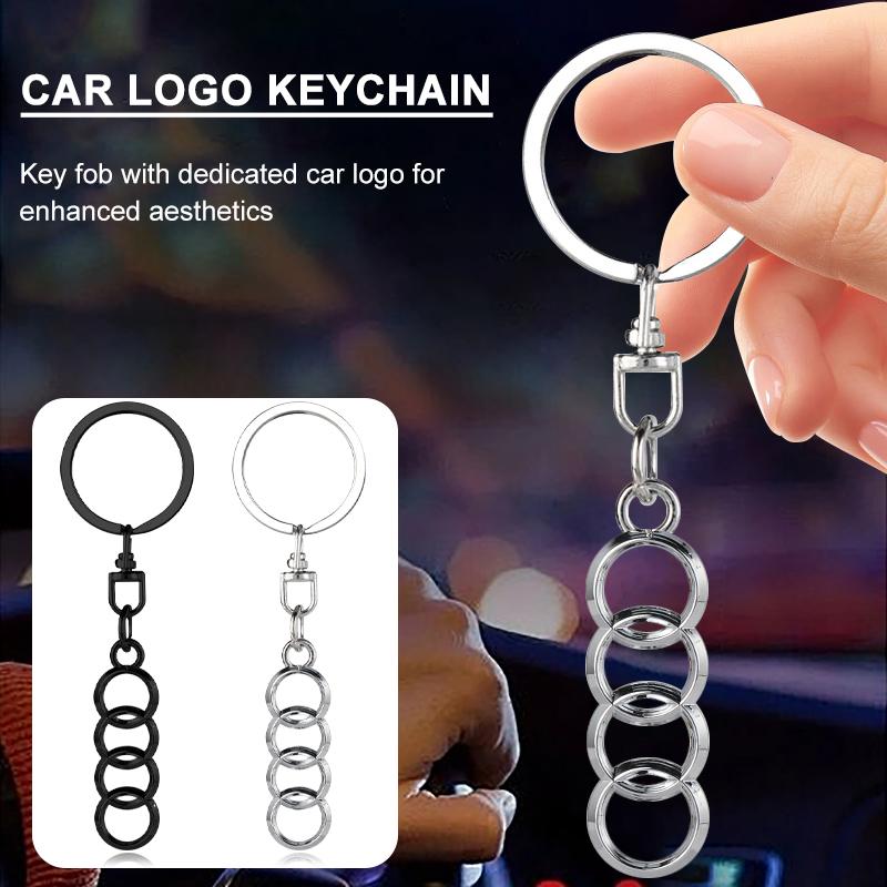 1Pcs 3D Metal Car Badge Keychain Zinc Alloy Keyrings Auto Accessories For Audi A4 A3 A5 A6 A7 A8 Q3 Q5 Q7 Q8 B5 B6 B7 B8 B9 Q7 8P 8V 8L Q7 S4 S5 S6 S7