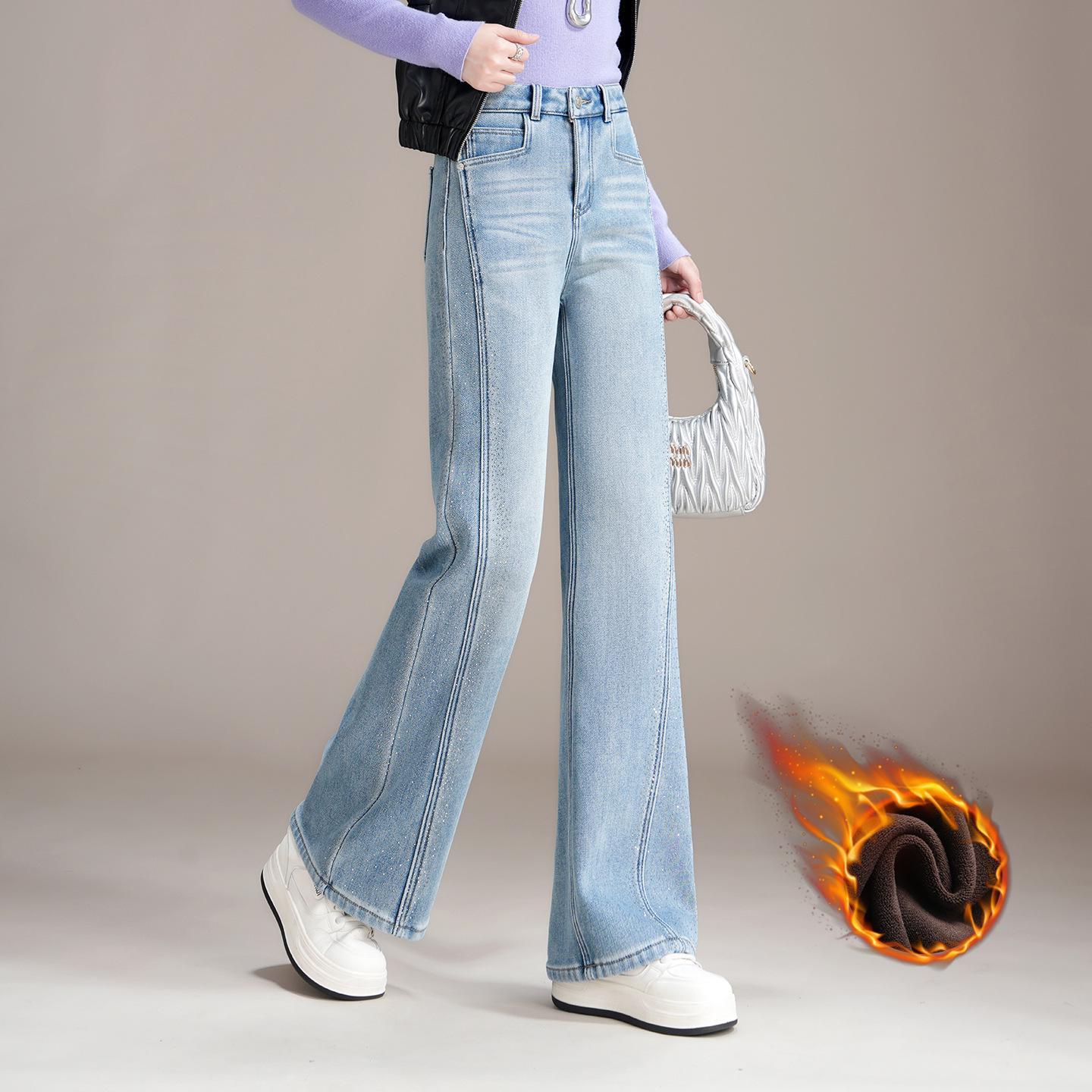 

Women s High-Waisted Retro Blue Wide-Leg Jeans, 2026 Spring Style: Draped, Loose, Versatile, Narrow Fit Straight-Leg Pants M /27 [95-105 lbs]