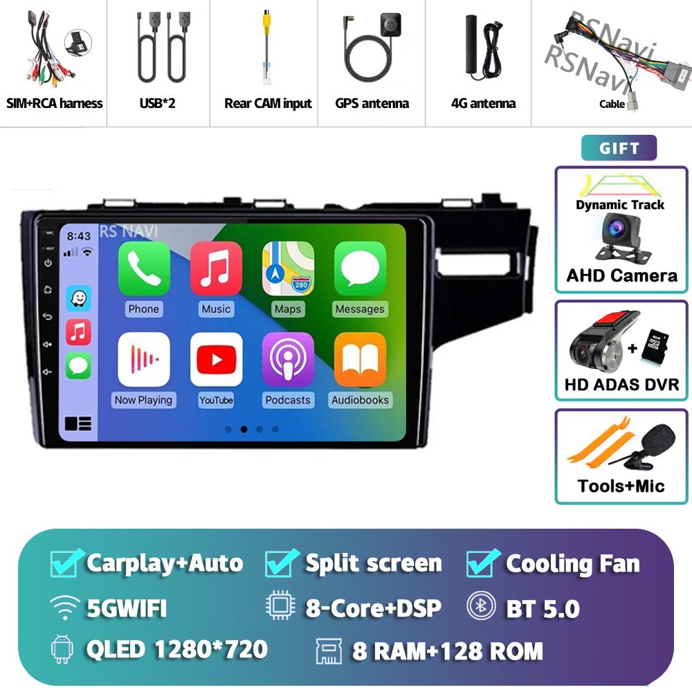 Android 14 Carplay Auto For Honda Jazz Fit 2014 - 2015 Car Radio Player Multimedia Stereo 360 Camera Navigation Video AI Voice