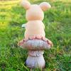 Animal On Mushroom Figurine Garden Resin Reading Pig Statue Knitting Rabbit Ornament for Fairy Garden Flowerpot Balcony Desk