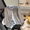 Cárdigan de punto para mujer, bloques de color, cuello redondo, manga larga, imitación de dos piezas, primavera, otoño, nuevo diseño, abrigo suave y juvenil